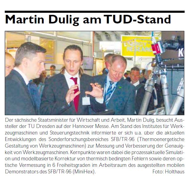 Bildausschnitt Unijournal mit Martin Dulig am TUD-Stand